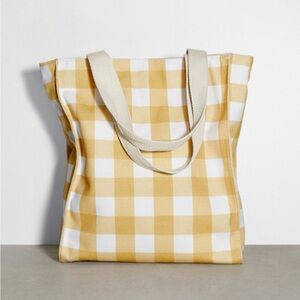 Zara Gingham Fabric Tote Bag Yellow/White